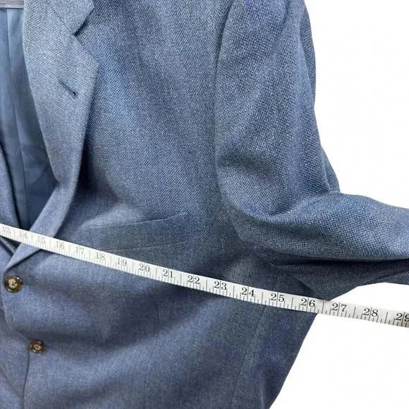 Joseph Abboud 48R 55% SILK 45% WOOL American Soft Jacket Blue Check Parisian USA - Picture 8 of 16